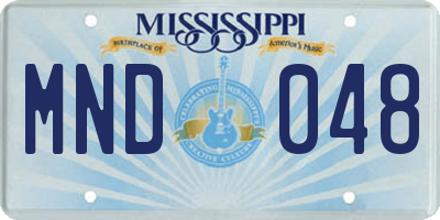 MS license plate MND048