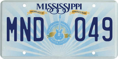 MS license plate MND049