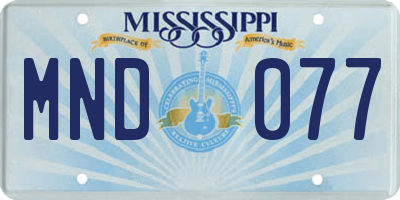 MS license plate MND077