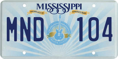 MS license plate MND104
