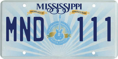 MS license plate MND111
