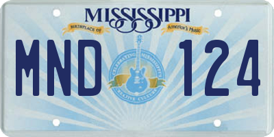 MS license plate MND124