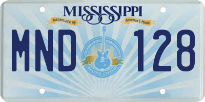 MS license plate MND128