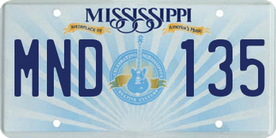 MS license plate MND135