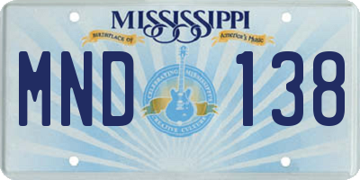 MS license plate MND138