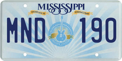 MS license plate MND190