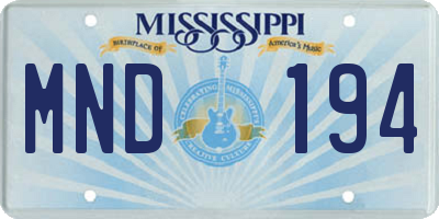 MS license plate MND194