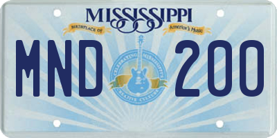 MS license plate MND200