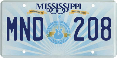 MS license plate MND208