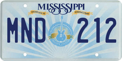 MS license plate MND212
