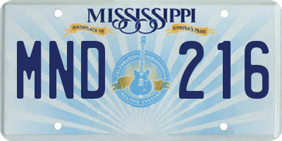MS license plate MND216