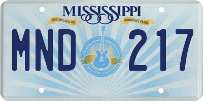 MS license plate MND217