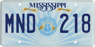 MS license plate MND218