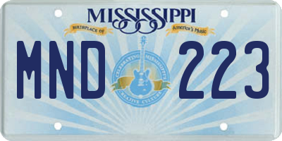 MS license plate MND223