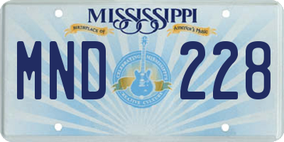 MS license plate MND228