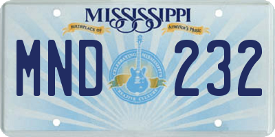 MS license plate MND232