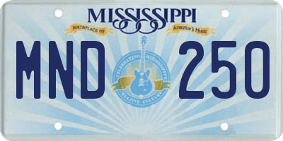 MS license plate MND250