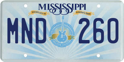 MS license plate MND260