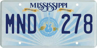 MS license plate MND278