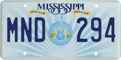 MS license plate MND294