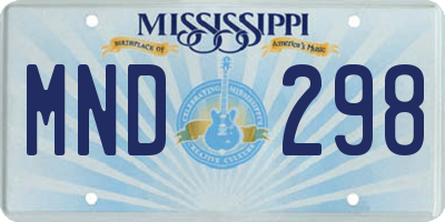 MS license plate MND298