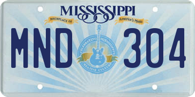 MS license plate MND304