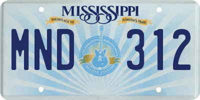 MS license plate MND312