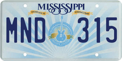 MS license plate MND315