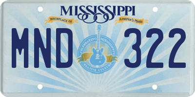 MS license plate MND322