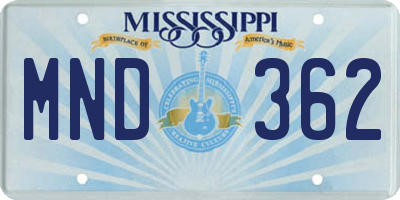 MS license plate MND362