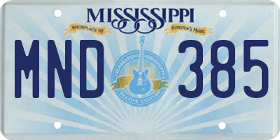 MS license plate MND385