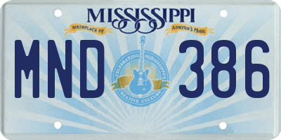 MS license plate MND386