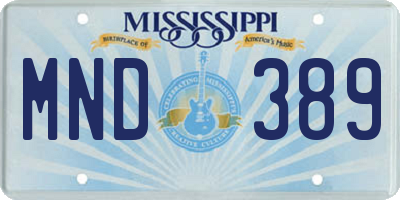 MS license plate MND389
