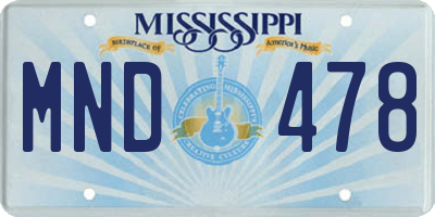 MS license plate MND478