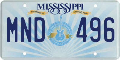 MS license plate MND496
