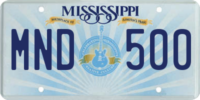 MS license plate MND500