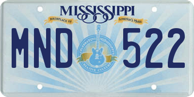 MS license plate MND522