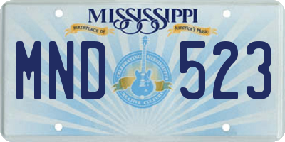 MS license plate MND523