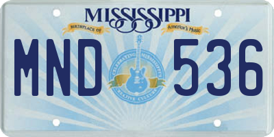 MS license plate MND536