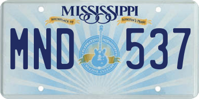 MS license plate MND537