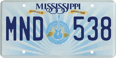 MS license plate MND538