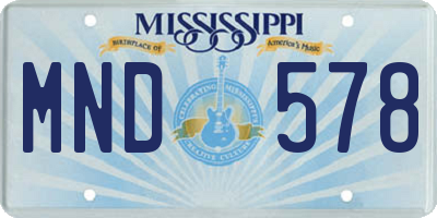 MS license plate MND578