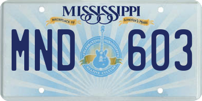 MS license plate MND603