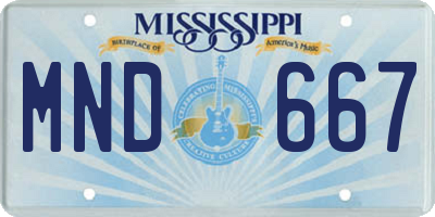 MS license plate MND667