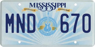 MS license plate MND670