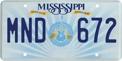 MS license plate MND672
