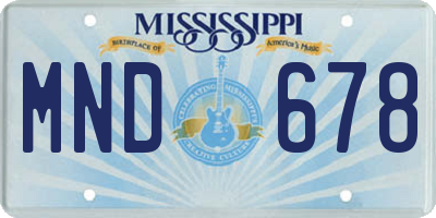MS license plate MND678