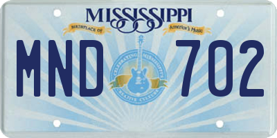 MS license plate MND702