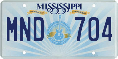 MS license plate MND704