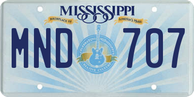 MS license plate MND707